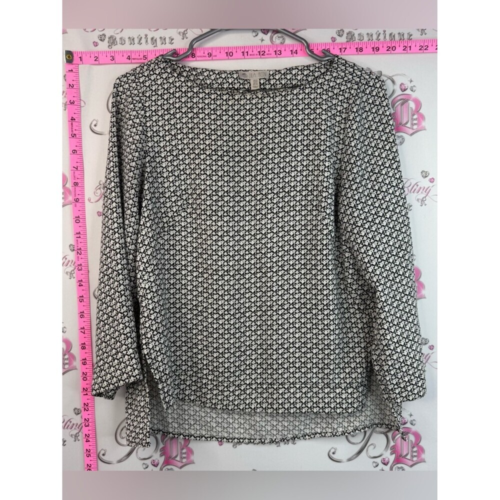Lila Rose shirt blouse dotted style Black and White Printed Long Sleeve Blouse